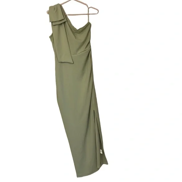 PRETTYGARDEN Women's One Shoulder Long Formal Ruched Bodycon Slit Maxi Dress - Picture 6 of 10